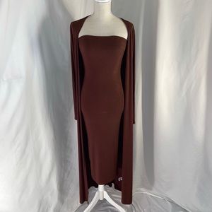 Fashion Nova - TWO-PIECE DRESS AND CARDIGAN SET - Brown